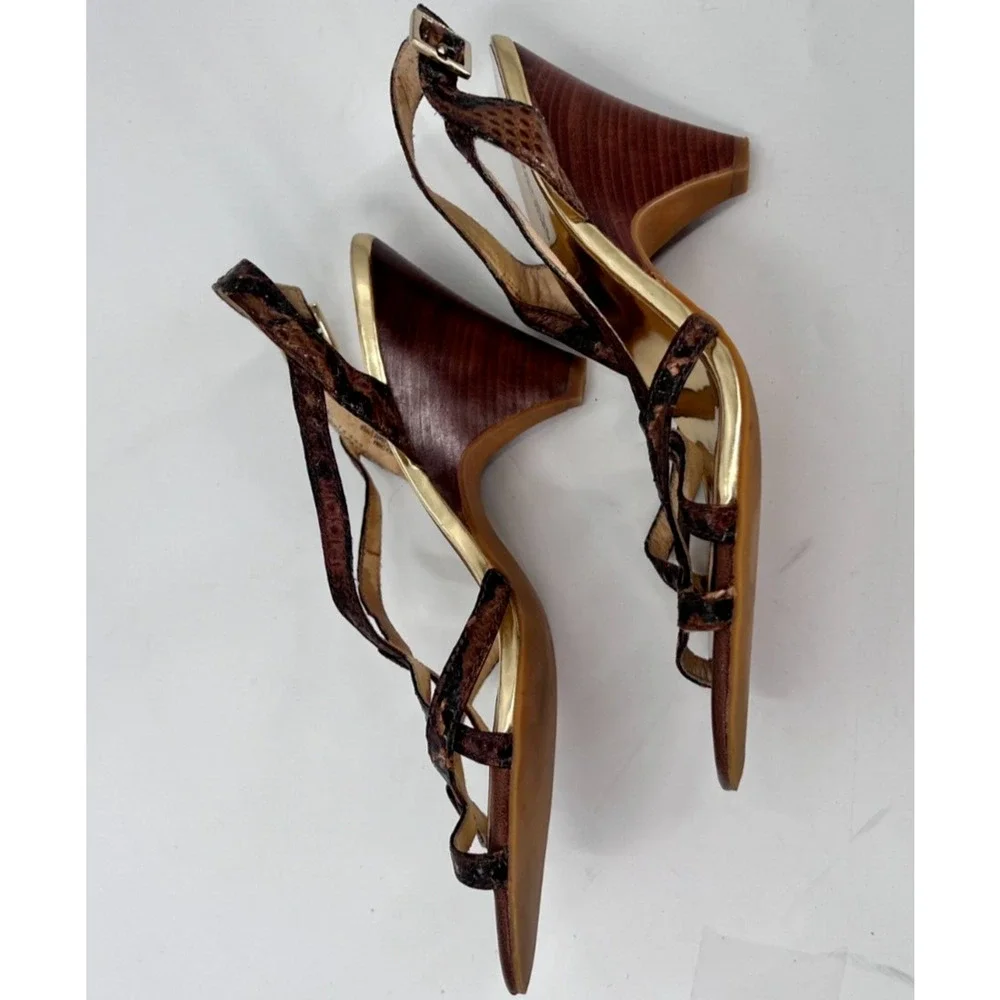MICHAEL MICHAEL KORS Genuine Snake Skin Strappy Heels Women's Size 10M